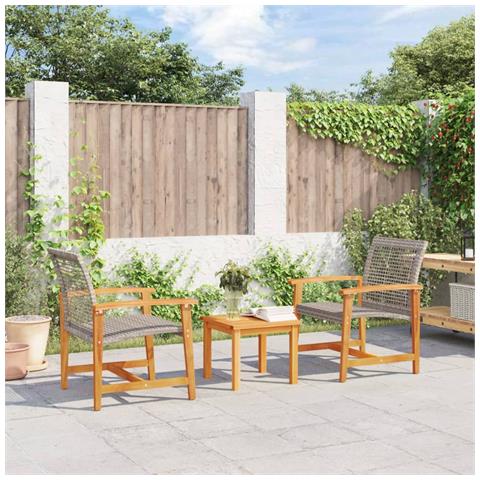 Sedie Da Giardino 2pz Grigie In Polyrattan E Legno Di Acacia - Foto 1