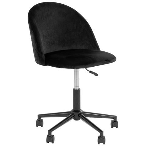 Sedia Da Scrivania Geneve - Nero - Velluto - 55x55x87 Cm - Foto 1