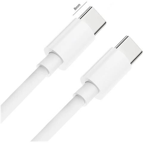 Usb-c To Usb-c Pd 60w 3a Super Fast Charge Universal 1m Cable With 8mm Long Connectors White - Foto 1