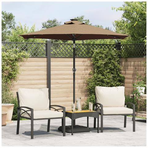Ombrellone Giardino Con Led Palo Acciaio Tortora 225x225x212 Cm - Foto 1