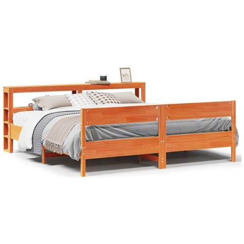 Letto Senza Materasso Marrone Cera 180x200 Cm In Legno Di Pino - Foto 2