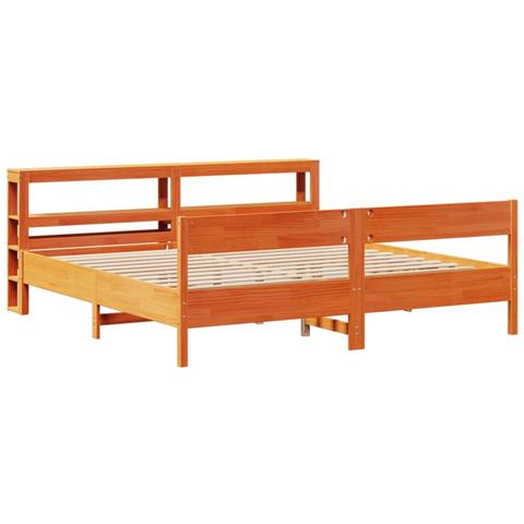 Letto Senza Materasso Marrone Cera 180x200 Cm In Legno Di Pino - Foto 3