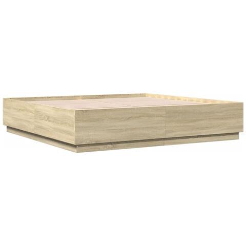Giroletto Cassetti Luci Led Sonoma 200x200 Cm Legno Multistrato - Foto 3