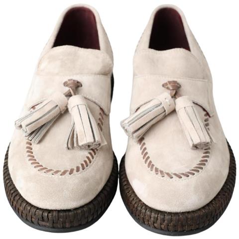 Scarpe Espadrillas Da Uomo In Pelle Scamosciata Avorio - Eu41/us8 - Foto 5