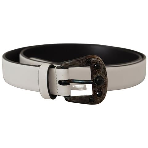 Cintura Fibbia Metallo Cristallo Pelle Bianca - 90 Cm / 36 Inches - Foto 1