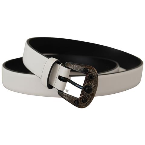 Cintura Fibbia Metallo Cristallo Pelle Bianca - 90 Cm / 36 Inches - Foto 2