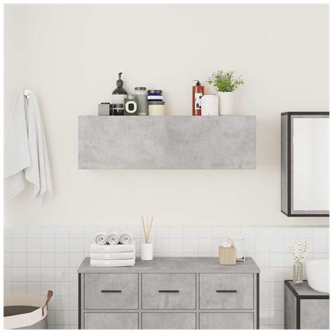 Armadietto Da Bagno Grigio Cemento 100x25x30 Cm In Truciolato - Foto 3
