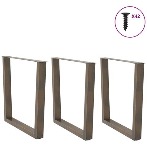 Gambe Per Tavolo Pranzo A V 3pz Naturale 90x(72-73,3)cm Acciaio - Foto 3