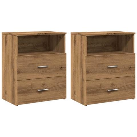 Comodini 2pz Rovere Artigianale 50x32x60cm In Legno Multistrato - Foto 1