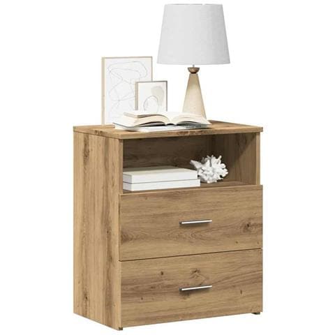 Comodini 2pz Rovere Artigianale 50x32x60cm In Legno Multistrato - Foto 10