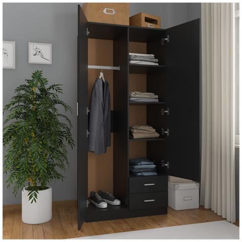 Lusso Casadino -  Armadio Nero 80x52x180 Cm In Legno Multistrato - Foto 2