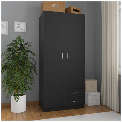 Lusso Casadino -  Armadio Nero 80x52x180 Cm In Legno Multistrato - Foto 8