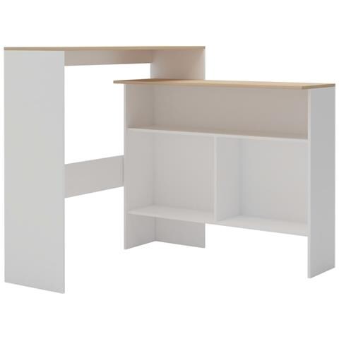 Tavolo Bar Con 2 Piani D'appoggio Bianco E Rovere 130x40x120cm - Foto 1