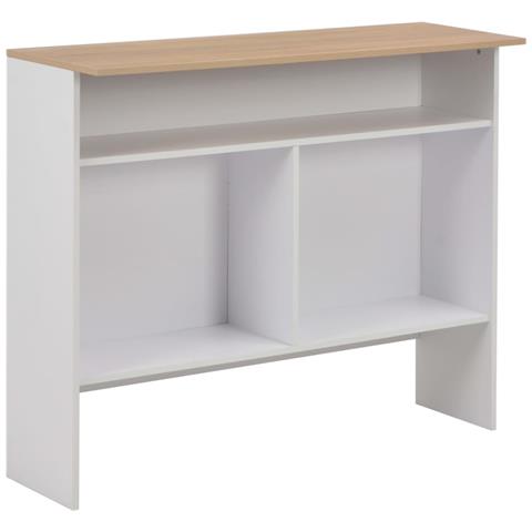 Tavolo Bar Con 2 Piani D'appoggio Bianco E Rovere 130x40x120cm - Foto 8
