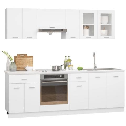 Set Armadi Da Cucina 8 Pz Lyon Bianco In Legno Multistrato - Foto 1
