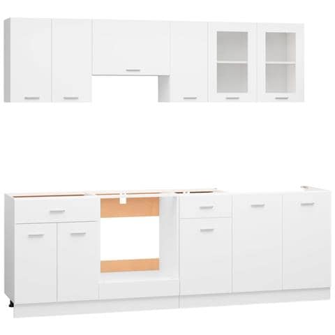 Set Armadi Da Cucina 8 Pz Lyon Bianco In Legno Multistrato - Foto 2