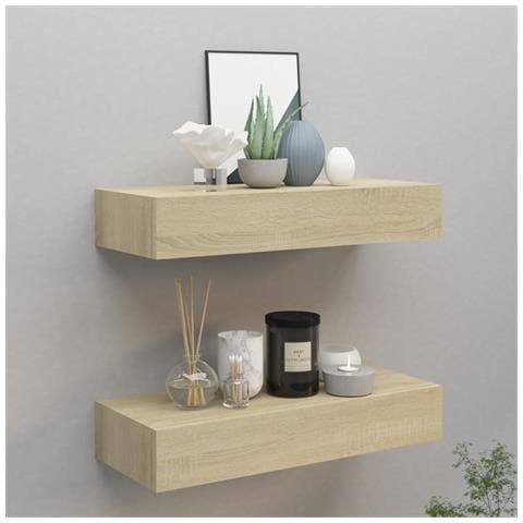 Scaffali Con Cassetti Da Parete 2 Pz Rovere 60x23,5x10 Cm Mdf - Foto 8