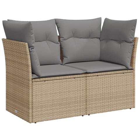 Divano Da Giardino Con Cuscini A 2 Posti Beige In Polyrattan - Foto 1