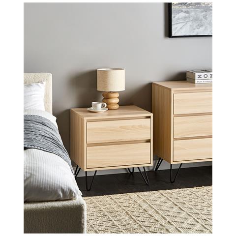 Comodino 2 Cassetti Cardigan Marrone Chiaro - Foto 1