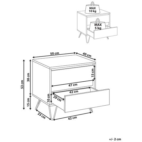 Comodino 2 Cassetti Cardigan Marrone Chiaro - Foto 7