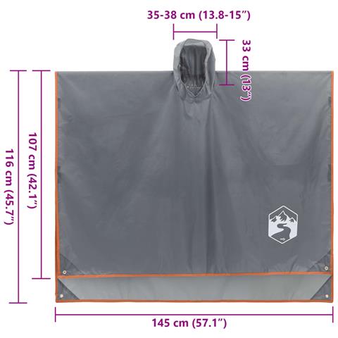 Poncho Antipioggia Cappuccio Design 2 in 1 Arancione 223x145 cm - Foto 9