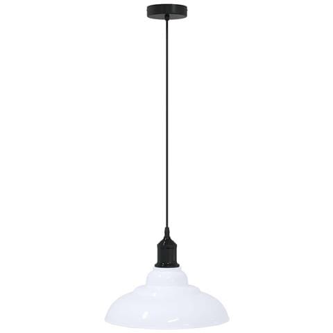 Lampada Sospensione Regolabile E27 Bianco Lucido Ø31cm Metallo - Foto 1