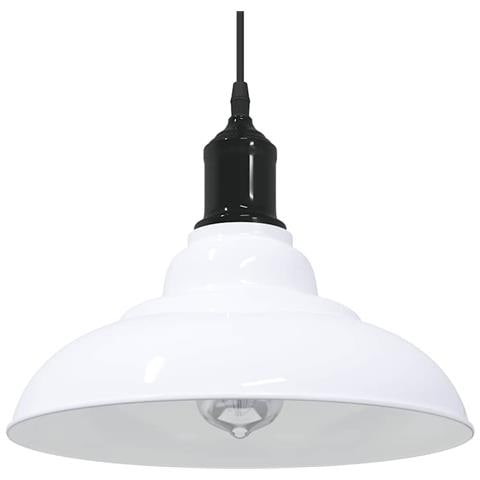 Lampada Sospensione Regolabile E27 Bianco Lucido Ø31cm Metallo - Foto 2