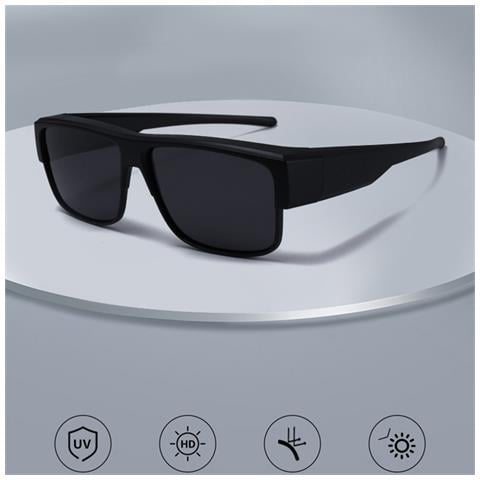 Occhiali Da Sole Clip-on Con Montatura Nera E Lenti Grigie - Foto 7