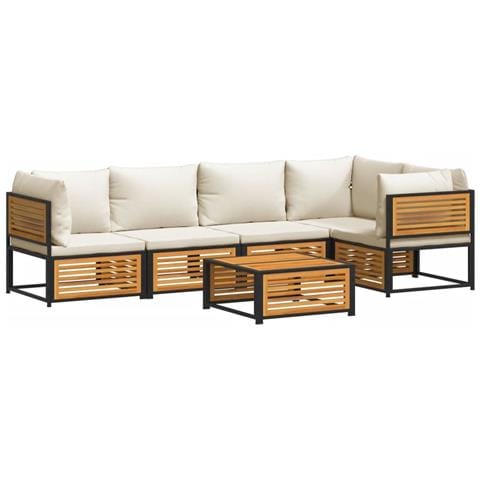 Set Divano da Giardino 6 pz con Cuscini in Massello di Acacia - Foto 1