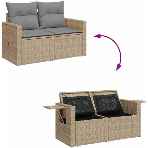 Set Divano da Giardino 6 pz con Cuscini Beige in Polyrattan - Foto 9
