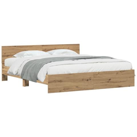 Rete Letto con Testata in Rovere Artigianale 180x200 cm Legno Ingegnerizzato - Foto 1