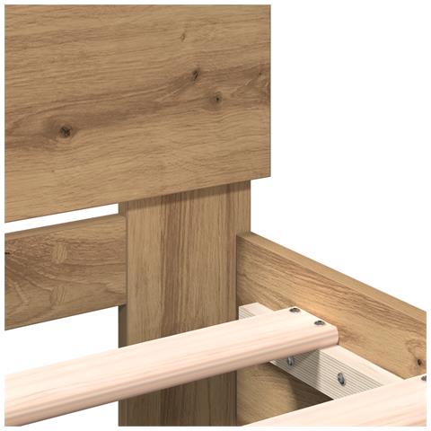 Rete Letto con Testata in Rovere Artigianale 180x200 cm Legno Ingegnerizzato - Foto 9
