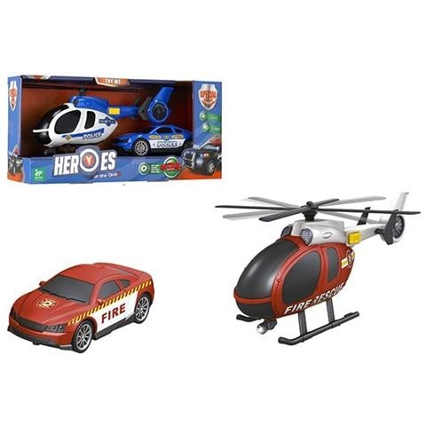 Elicottero Soccorso Con Auto Polizia/pompieri Vendita Unitaria Soggetto Casuale - Foto 1