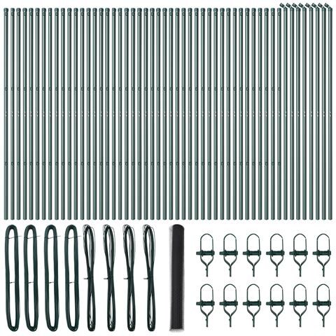 Recinzione Esagonale Grigia 1.2x100 m Acciaio, Posti di Recinzione 13 pcs Verdi Ø32 mm 170 cm Acciaio Zincato - Foto 1