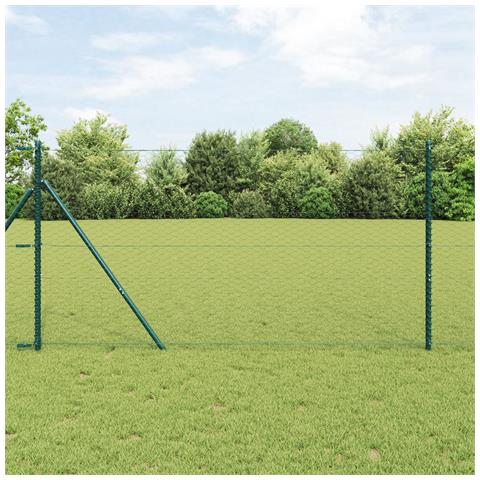 Recinzione Esagonale Grigia 1.2x100 m Acciaio, Posti di Recinzione 13 pcs Verdi Ø32 mm 170 cm Acciaio Zincato - Foto 2