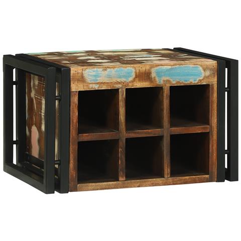Portabottiglie 46x35x27.5 cm Legno massello riciclato - Foto 1