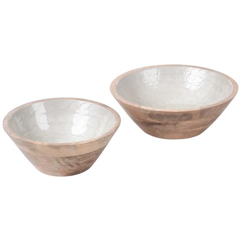 Set Di 2 Ciotole Decorative Arish Legno Di Mango Marrone /bianco - Foto 2