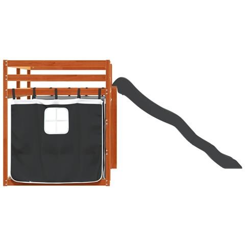 Letto a Castello con Scivolo e Tende Bianco e Nero 90x200 cm - Foto 9