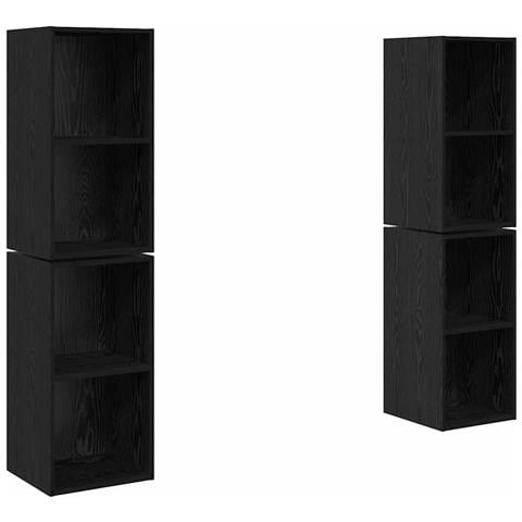 Mobile TV da Parete 4 pcs Rovere Nero 37 x 37 x 72 cm - Foto 1
