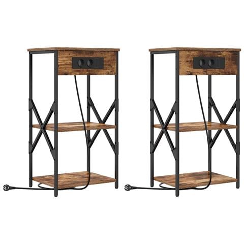 Mobiletti da Notte 2 pcs Rovere fumo 41 x 31 x 76 cm - Foto 1