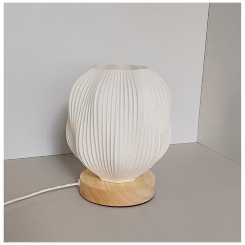 Lampada Da Scrivania Usb Con Base In Legno, Controllo Touch Dimmerabile, Design Stampato In 3d - Foto 2