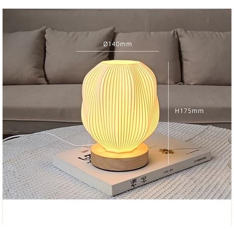 Lampada Da Scrivania Usb Con Base In Legno, Controllo Touch Dimmerabile, Design Stampato In 3d - Foto 3