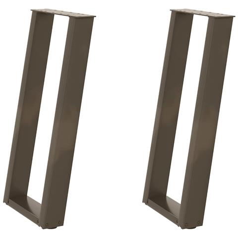 Gambe per tavolo consolle a forma di U 2 pz in acciaio naturale 38x(72-73) cm - Foto 2