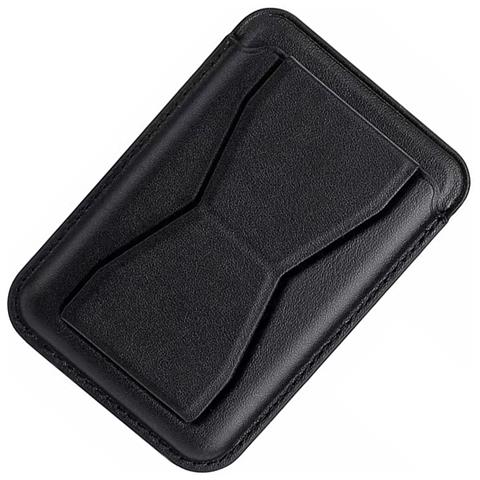Porta Carte E Supporto Pieghevole In Pu Pelle Universale Con Slot A Farfalla Black - Foto 2