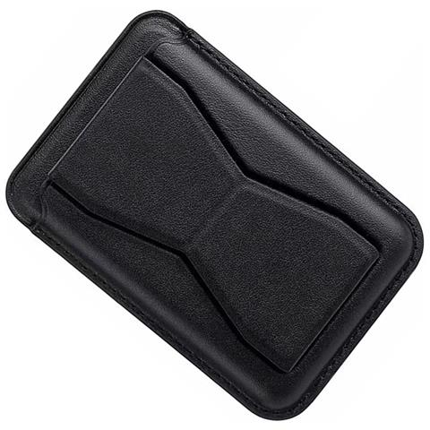 Porta Carte E Supporto Pieghevole In Pu Pelle Universale Con Slot A Farfalla Black - Foto 3