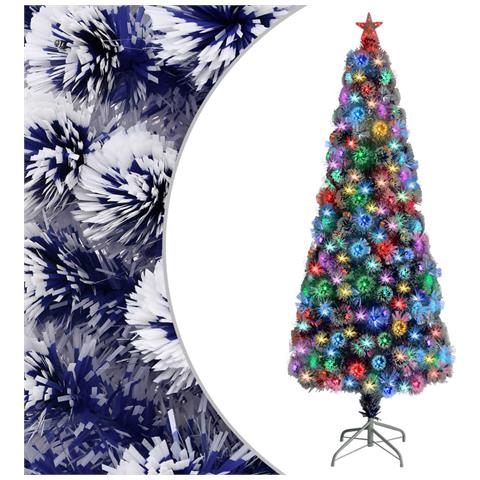 Lusso Casadino -  Albero Natale Preilluminato Bianco E Blu 210 Cm In Fibra Ottica - Foto 2