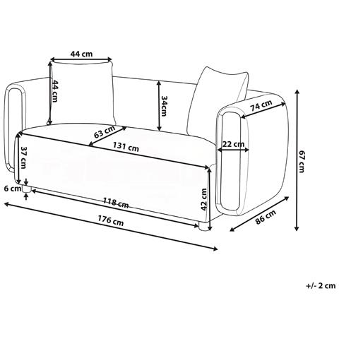 Divano 2 Posti Lillerod Tessuto Grigio - Foto 8