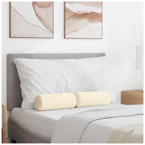 Cuscini a rullo 2 pcs Crema Ø 15 x 40 cm Tessuto in Cords - Foto 2