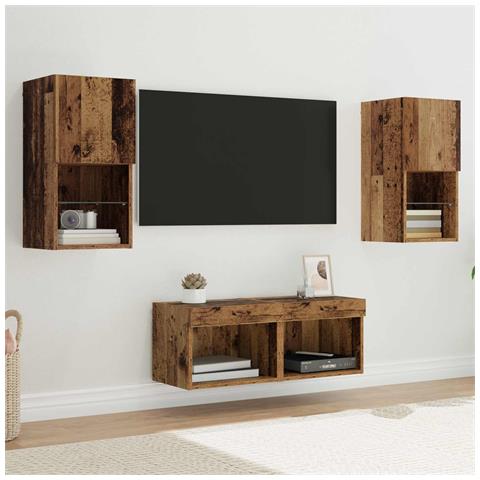 Mobiletti TV da Parete 4 pcs Legno vecchio 30,5 x 30 x 60 cm - Foto 2