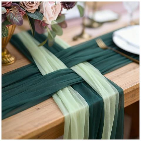 Elegante Runner Da Tavola In Poliestere Per Matrimoni, Feste E Decorazioni Domestiche - Vari Colori Green - Foto 2